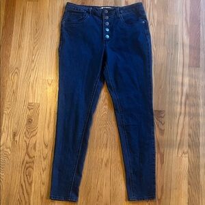 HYBRID & COMPANY high waisted button fly skinny jeans Sz 13